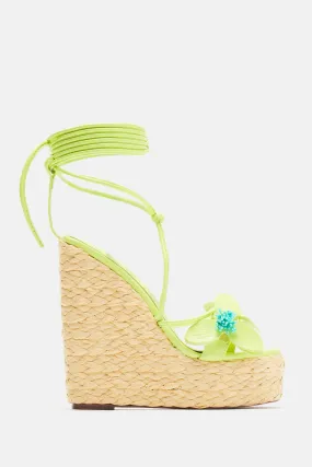 Bianca Floral Platform Wedges - Lime