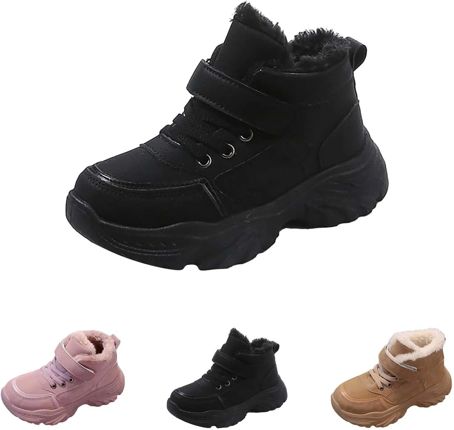 Boys Girls Snow Ankle Boots Winter Slip On Warm  Lined Lightweight Water-Proof Cold Girls Knee Boots Size 2