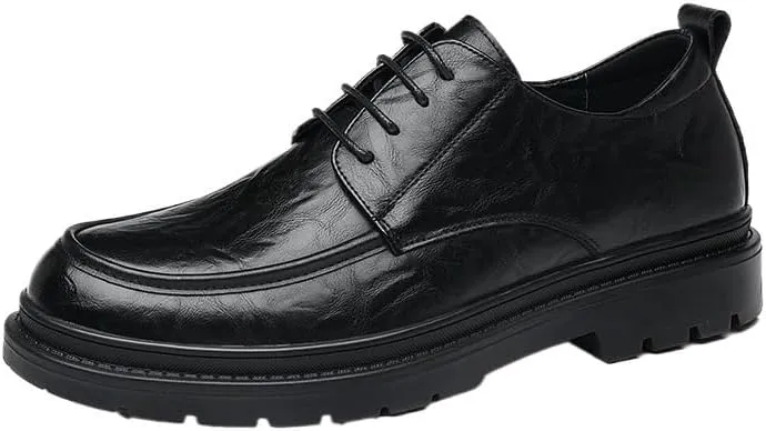 Casual Business Oxford Dress Shoes for Men Men's Genuine Leather Platform Slip-On Derby Comfortable & Light-Weight