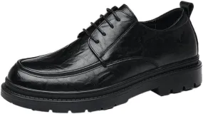 Casual Business Oxford Dress Shoes for Men Men's Genuine Leather Platform Slip-On Derby Comfortable & Light-Weight