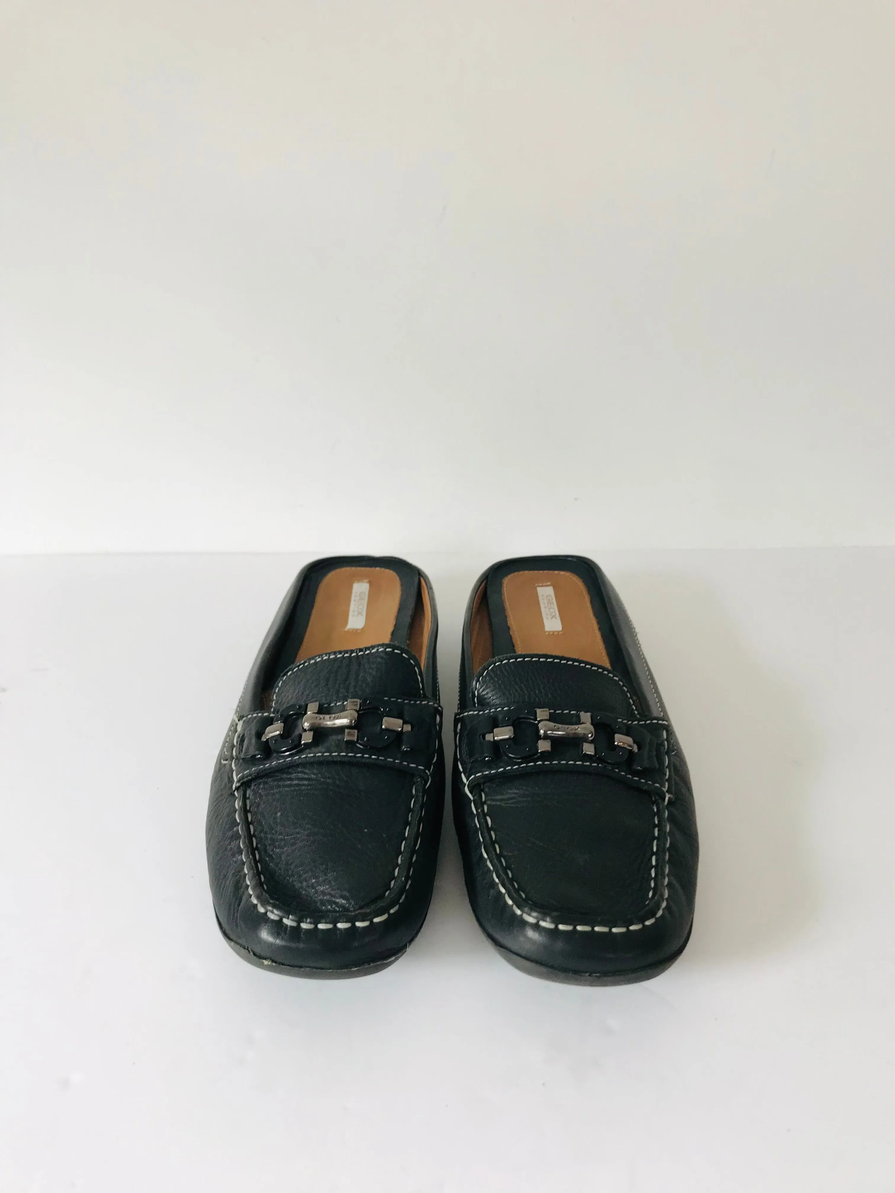 Geox Women's Slip-On Leather Moccasin Loafers | 40 UK7 | Black