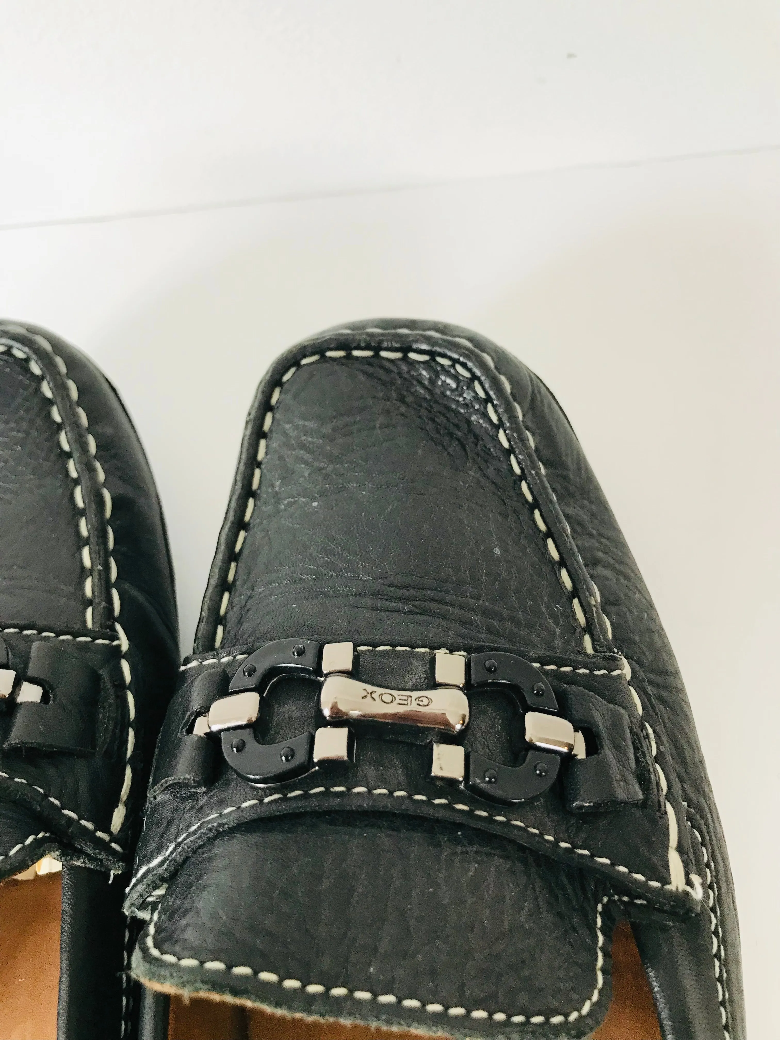 Geox Women's Slip-On Leather Moccasin Loafers | 40 UK7 | Black