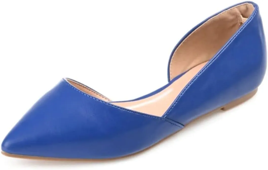 Journee Collection Womens Cortni Wide Width Slip On Pointed Toe D'Orsay Flat - Blue