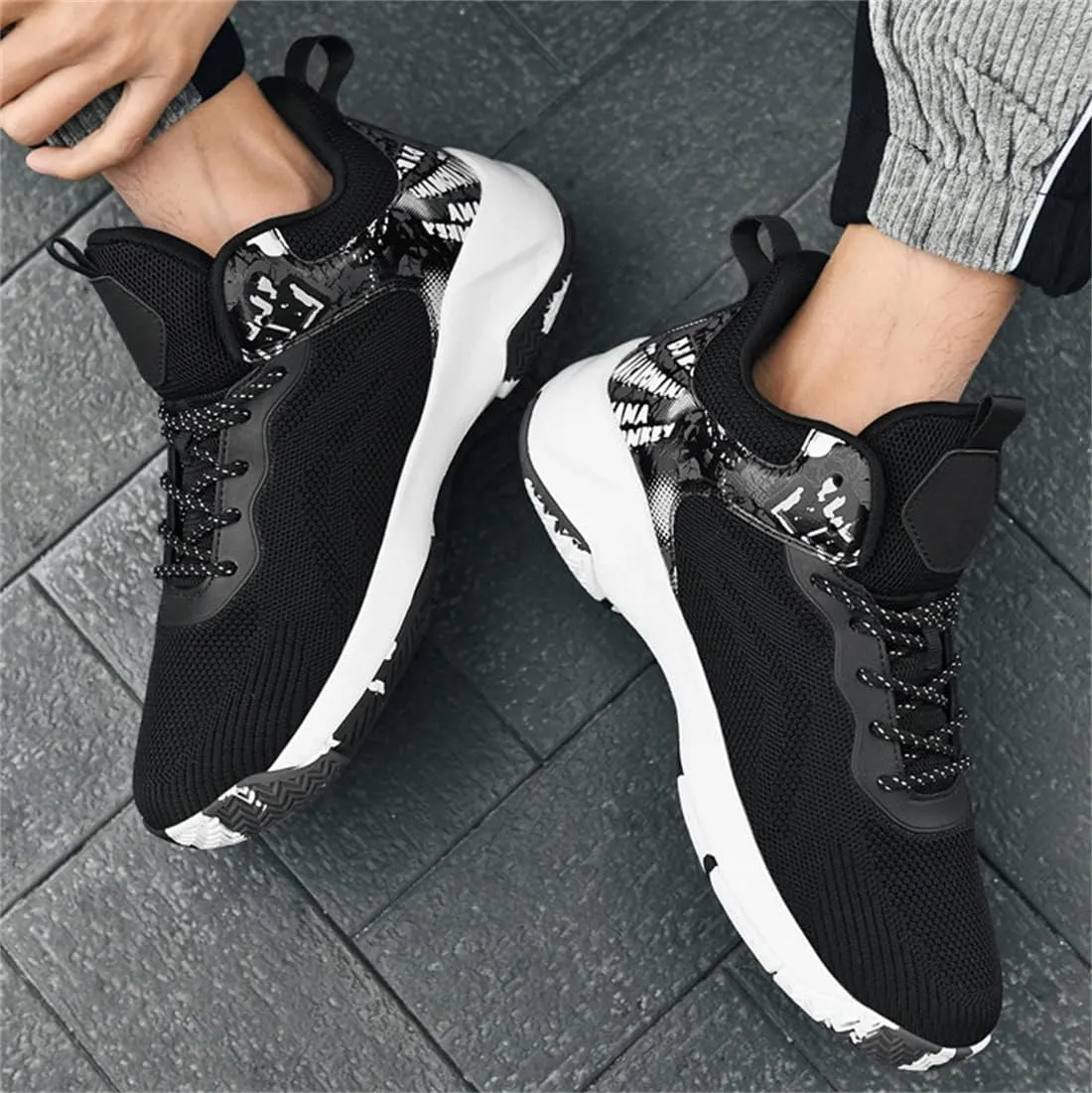Mens Basketball Trainers, Non-Slip Big Size Basketball Fitness Sneakers Lightweight Running Walking Shoes for Men