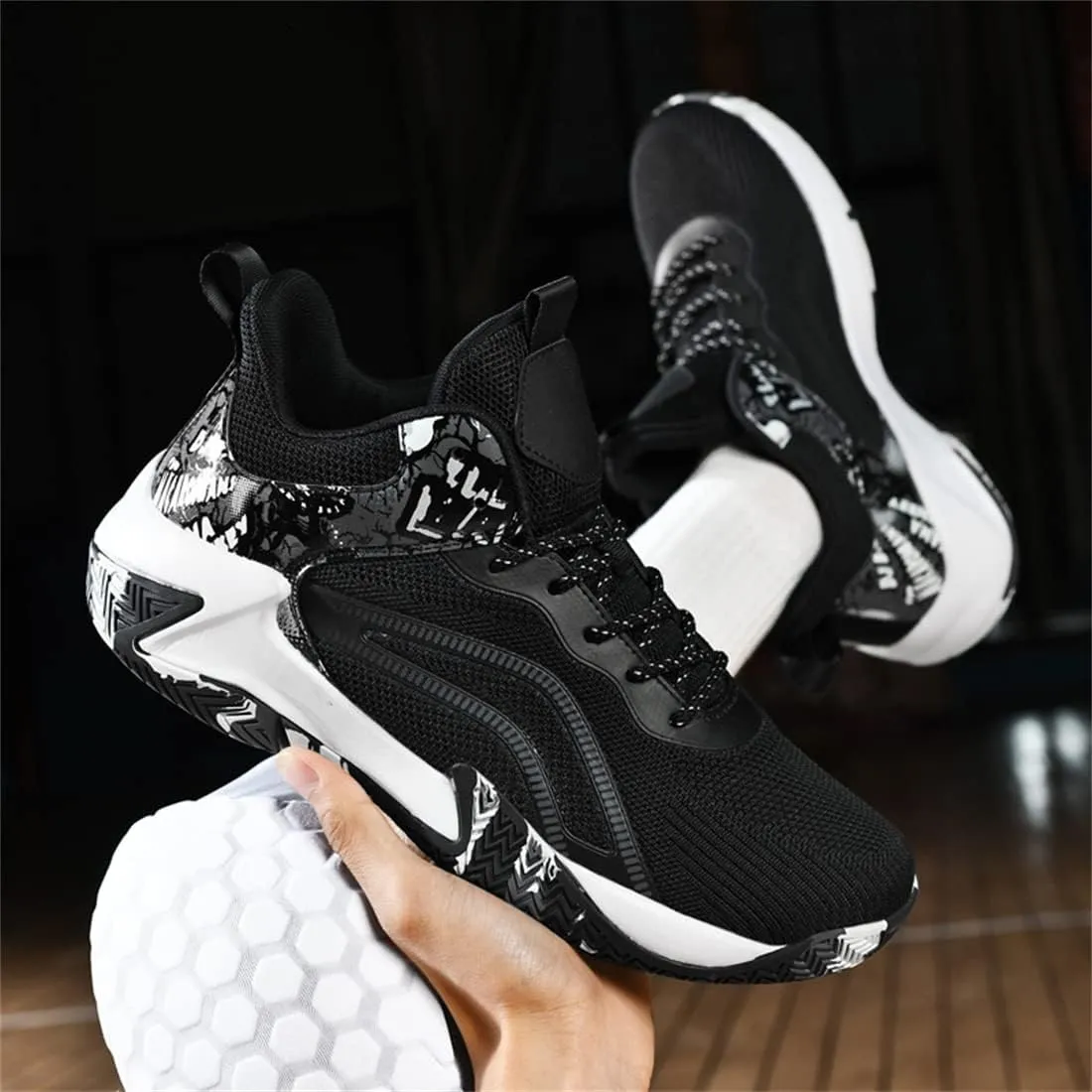 Mens Basketball Trainers, Non-Slip Big Size Basketball Fitness Sneakers Lightweight Running Walking Shoes for Men