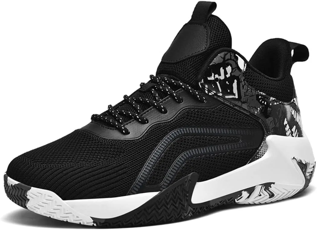 Mens Basketball Trainers, Non-Slip Big Size Basketball Fitness Sneakers Lightweight Running Walking Shoes for Men