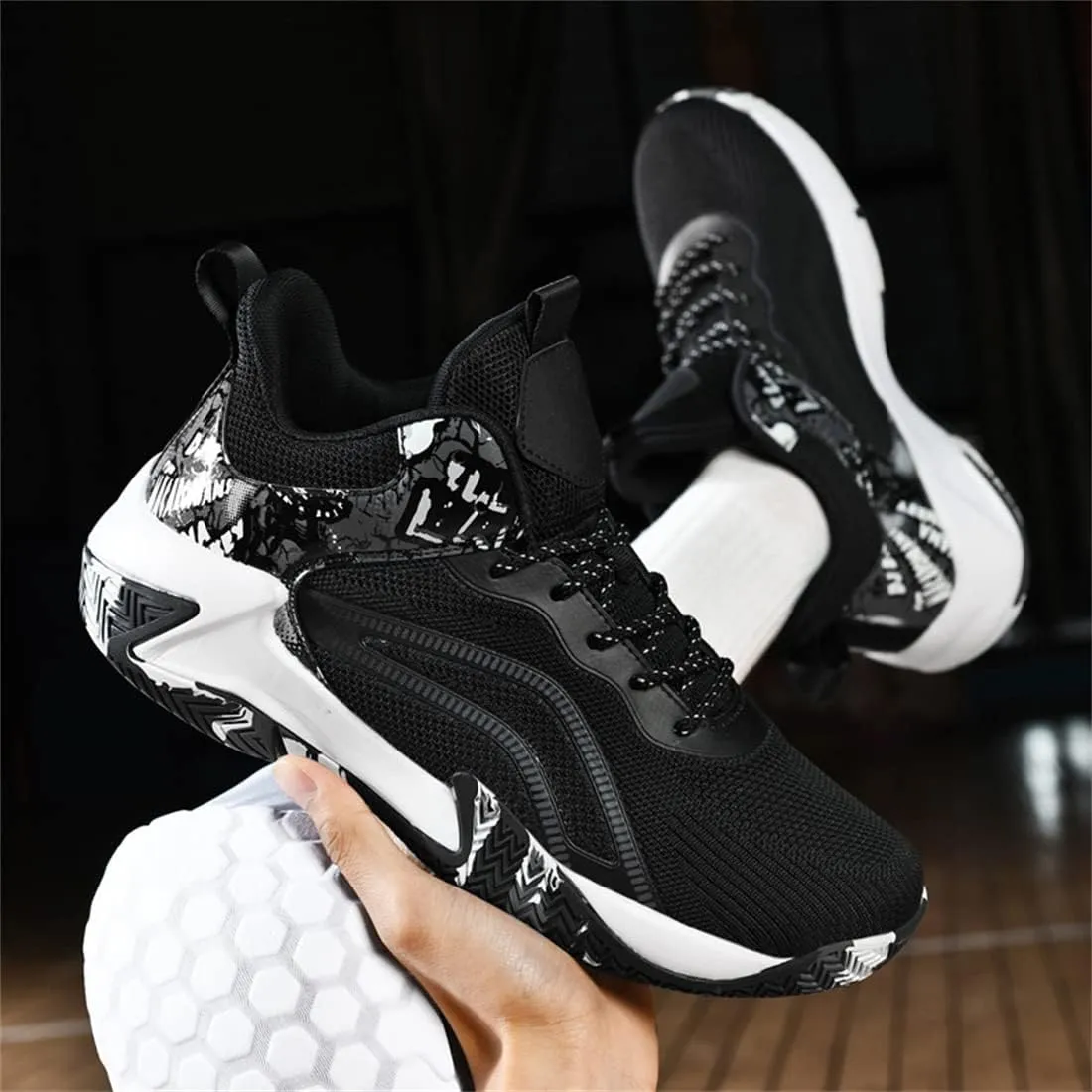 Mens Basketball Trainers, Non-Slip Big Size Basketball Fitness Sneakers Lightweight Running Walking Shoes for Men