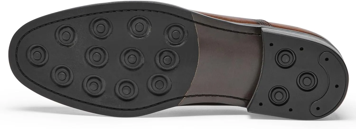 Mens Dress Shoes - Semi-Brogue Oxfords in Genuine Leather | Cap Toe Dress Shoes