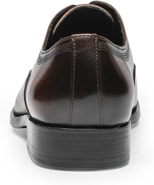 Mens Dress Shoes - Semi-Brogue Oxfords in Genuine Leather | Cap Toe Dress Shoes