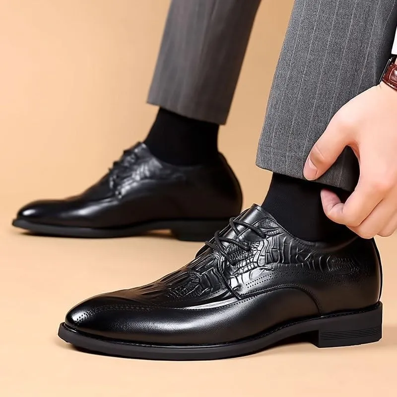 Men's Genuine Lace Up Oxfords Comfort Wide Round Toe Non-Slip Dress Shoes Men Orthopedic Leather Shoes