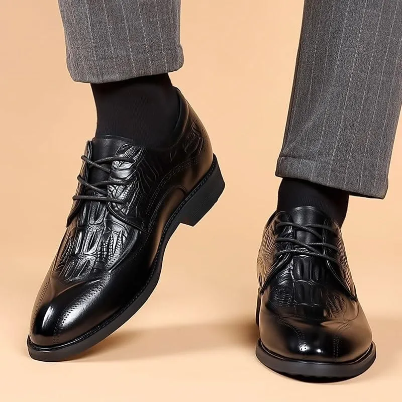 Men's Genuine Lace Up Oxfords Comfort Wide Round Toe Non-Slip Dress Shoes Men Orthopedic Leather Shoes