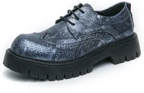 Men's Leather Platform Chunky Heel Wingtip Derby Dress Shoes Round Toe Lace-Up Non-Slip Lug Sole Comfort Heightening Oxfords for Business & Work Daily Wear