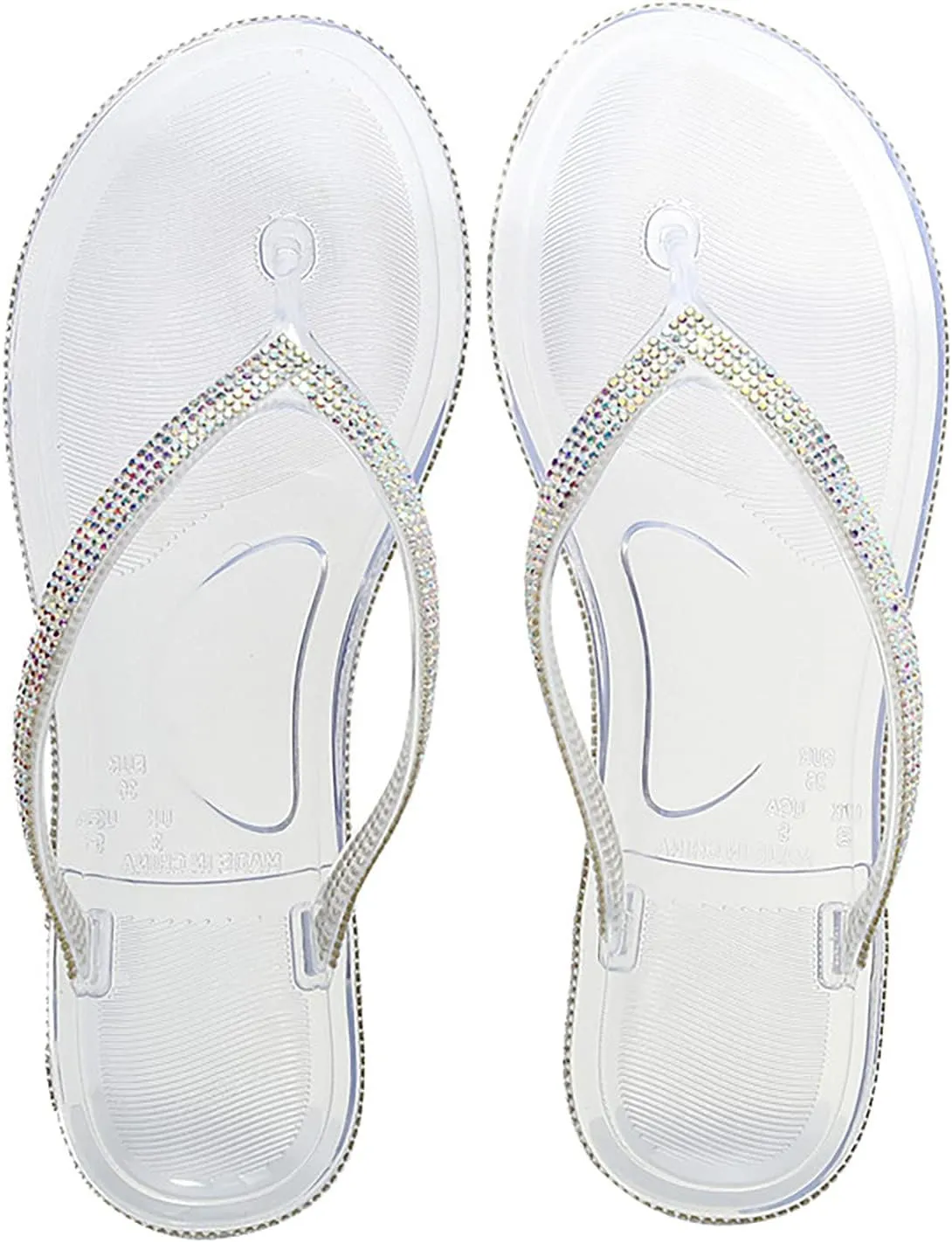 Rhinestone Thong Sandals for Women,Summer Flip-Flops Shoes Colored Diamond Craft Edge Diamond Flat Slippers