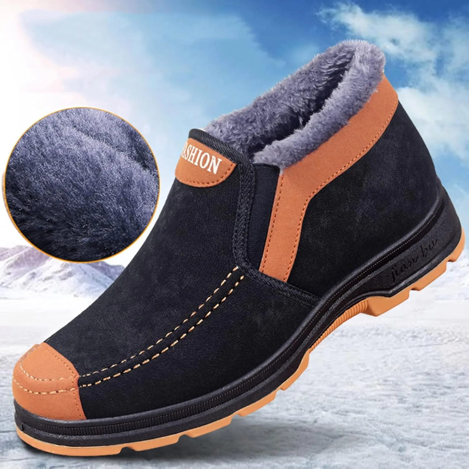 Women Snow Ankle Boots Leather Cute Winter Boots Waterproof Womens Winter Boots Women Snow Boots Wide