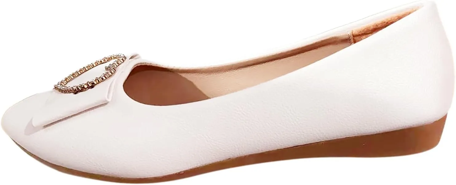 Women's Flats Shoes Ballet Flats Dress Shoes Comfortable PU Leather Slip on Loafers for Women