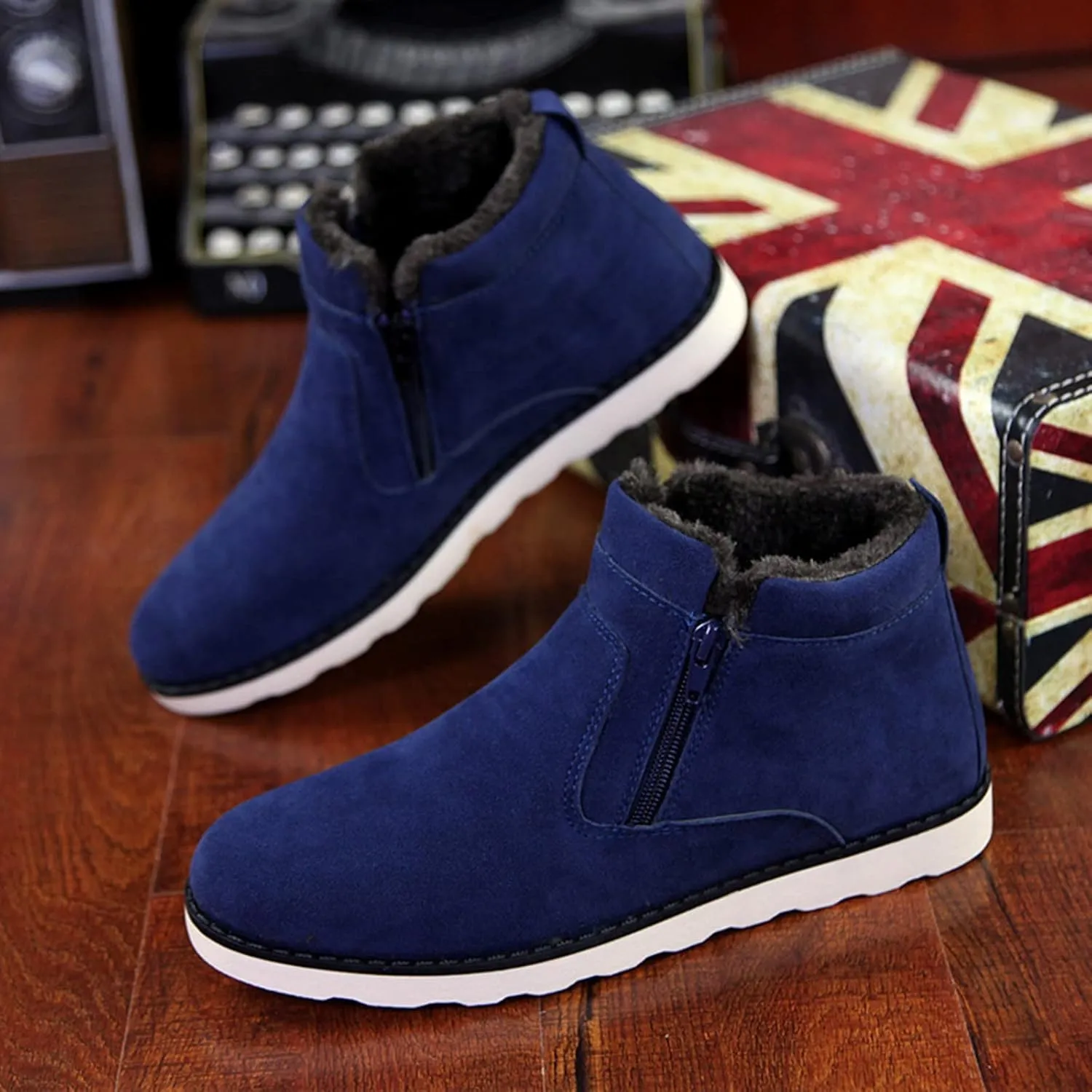Womens Mens Snow Boots, Waterproof Snow Boots Work Sneaker Boots Fur Lined Short Ankle Booties Womens Work Boots