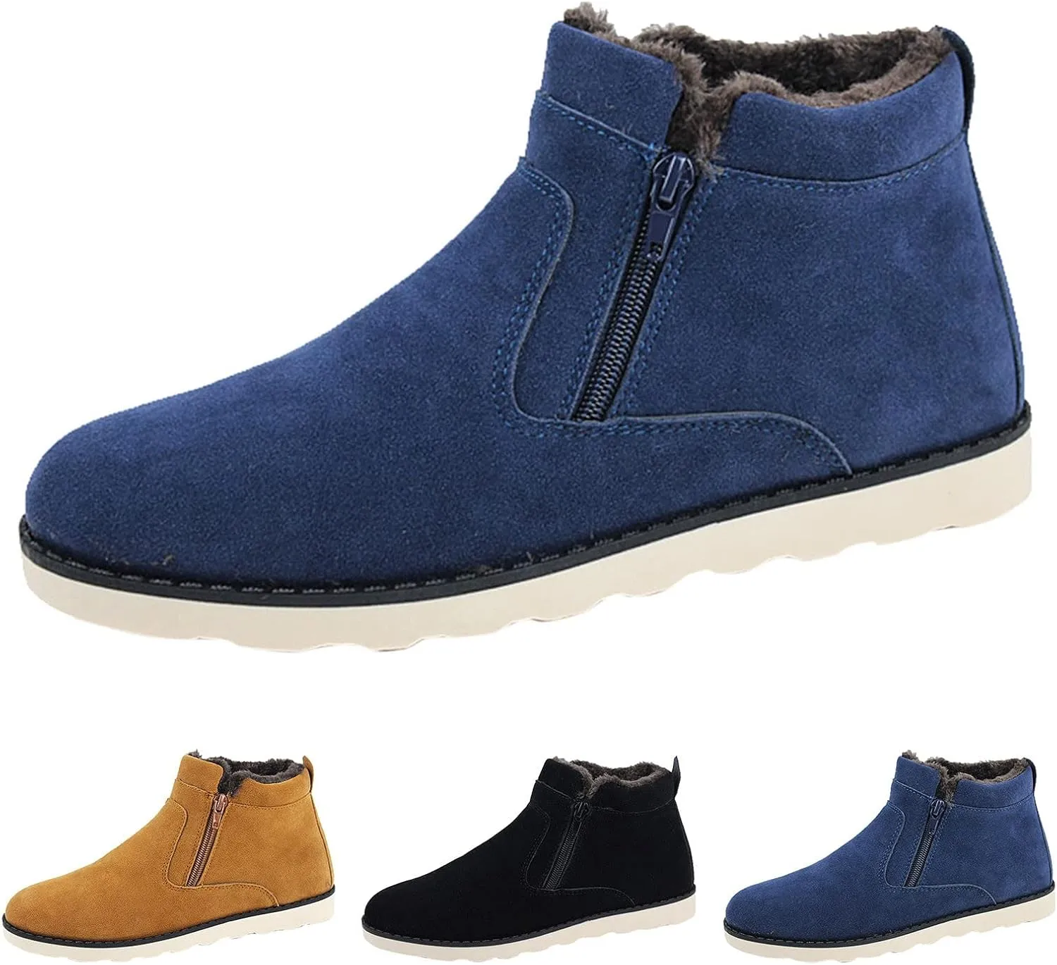 Womens Mens Snow Boots, Waterproof Snow Boots Work Sneaker Boots Fur Lined Short Ankle Booties Womens Work Boots